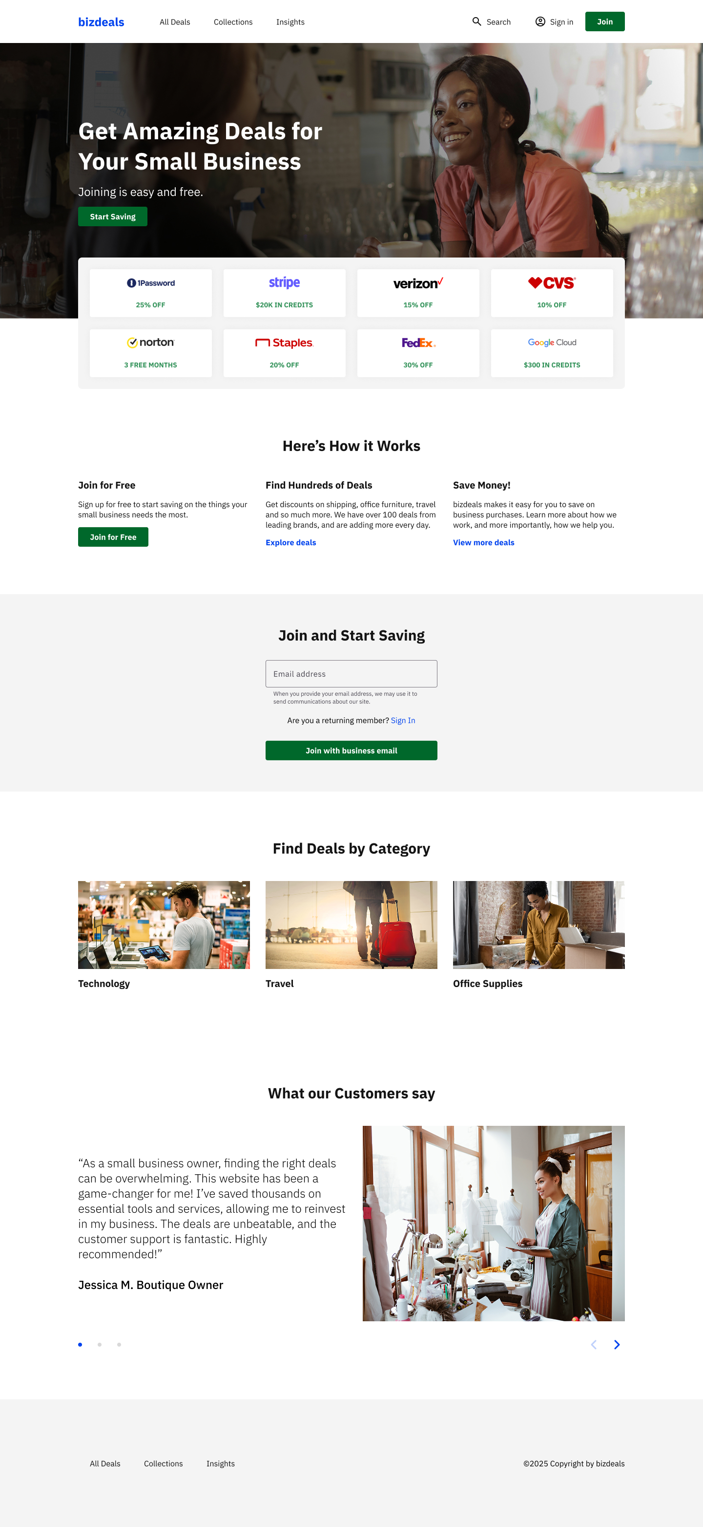 Home page of Business Deals Platform